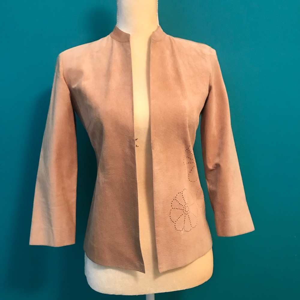 DKNY | Genuine Suede Light Jacket | 3/4 sleeve | Camel/ Tan/ Beige | SZ 2